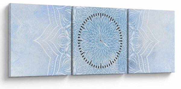 Obraz - Zimowa mandala (z zegarem) (90x30 cm)