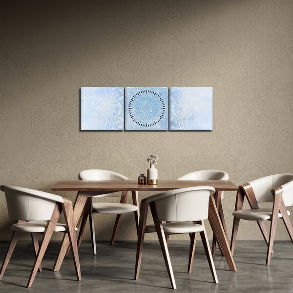 Obraz - Zimowa mandala (z zegarem) (90x30 cm)