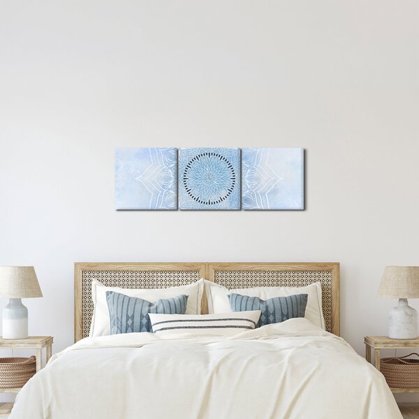Obraz - Zimowa mandala (z zegarem) (90x30 cm)