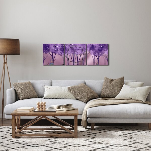 Obraz - Jeleń w magicznym lesie (z zegarem) (90x30 cm)