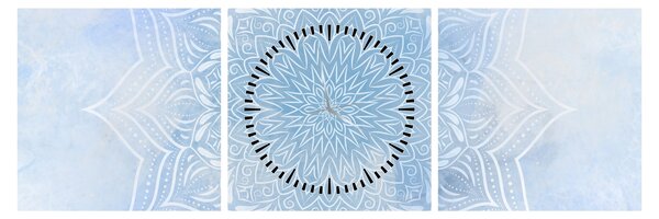 Obraz - Zimowa mandala (z zegarem) (90x30 cm)