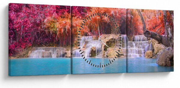 Obraz turkusowej laguny, Laos, Tat Kuang Si (z zegarem) (90x30 cm)