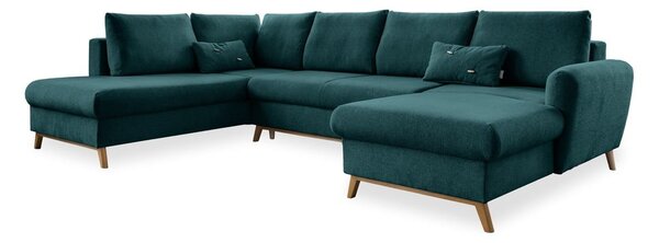 Turkusowa rozkładana sofa w kształcie litery "U" Miuform Scandic Lagom, lewostronna