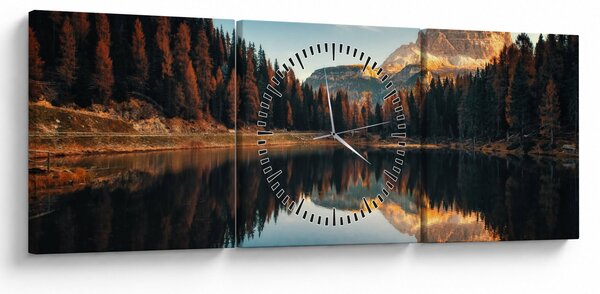 Obraz - Alpy, Włochy, Dolomity, Lago Antorno (z zegarem) (90x30 cm)