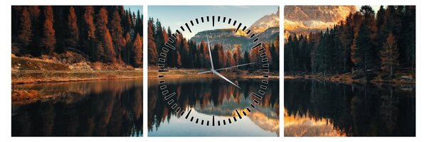 Obraz - Alpy, Włochy, Dolomity, Lago Antorno (z zegarem) (90x30 cm)