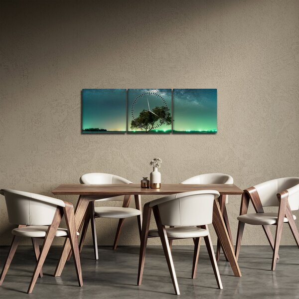 Obraz nocnego nieba (z zegarem) (90x30 cm)