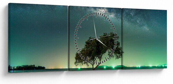 Obraz nocnego nieba (z zegarem) (90x30 cm)