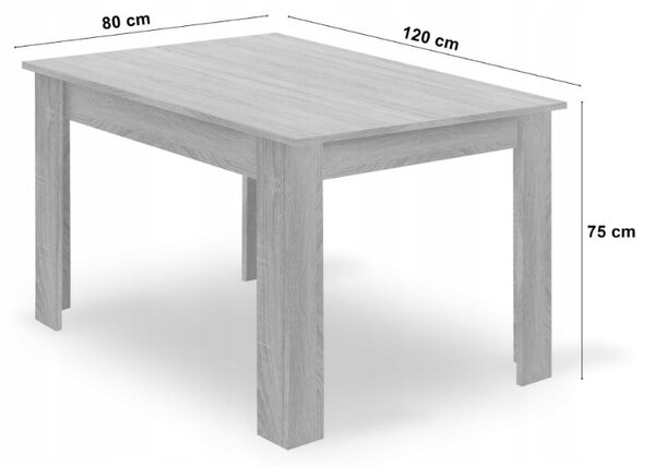 Zestaw jadalniany 1 + 4, stół UMEKO 120x80 cm dąb sonoma + różowe aksamitne krzesło KARA