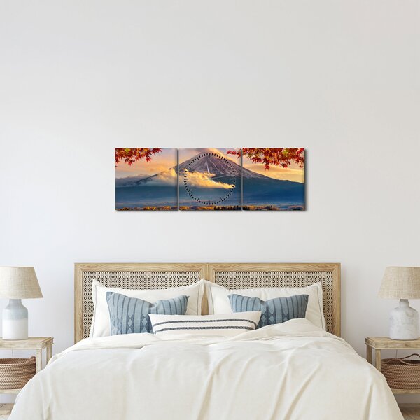 Obraz - Japonia, Góra Fuji (z zegarem) (90x30 cm)