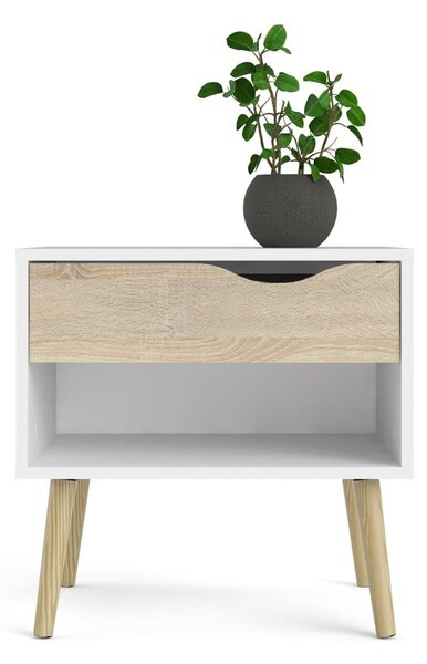 Biała/w naturalnym kolorze szafka nocna Oslo – Tvilum