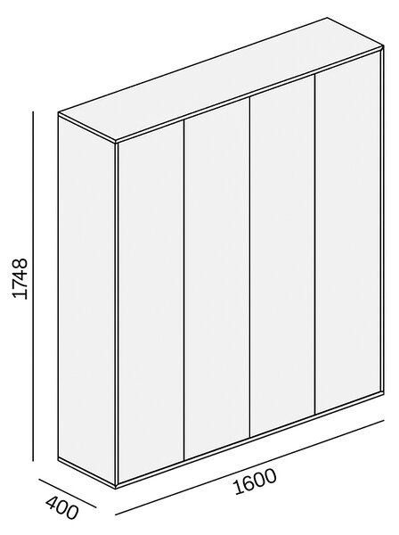 Szafa biurowa na dokumenty BLOCK, 4 drzwi, 1600 × 400 × 1748 mm, biały