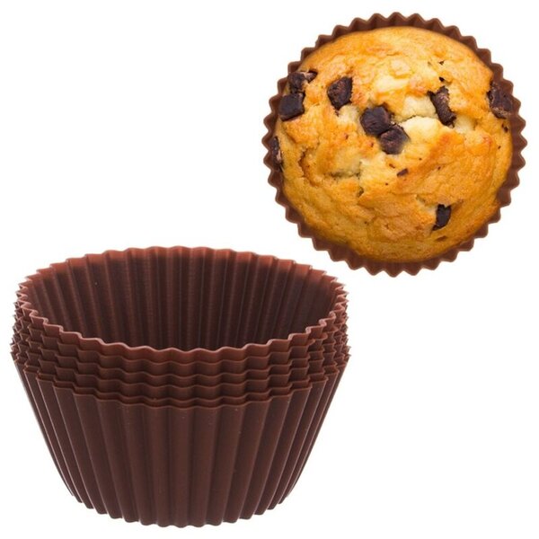 Foremki do muffinek silikonowe brązowa SILLINIE 5,5 cm 6 szt