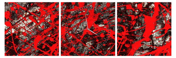 Obraz - Ekspresyjna abstrakcja (z zegarem) (90x30 cm)