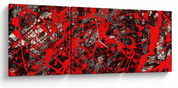 Obraz - Ekspresyjna abstrakcja (z zegarem) (90x30 cm)