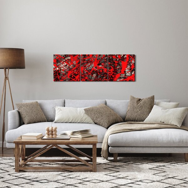 Obraz - Ekspresyjna abstrakcja (z zegarem) (90x30 cm)