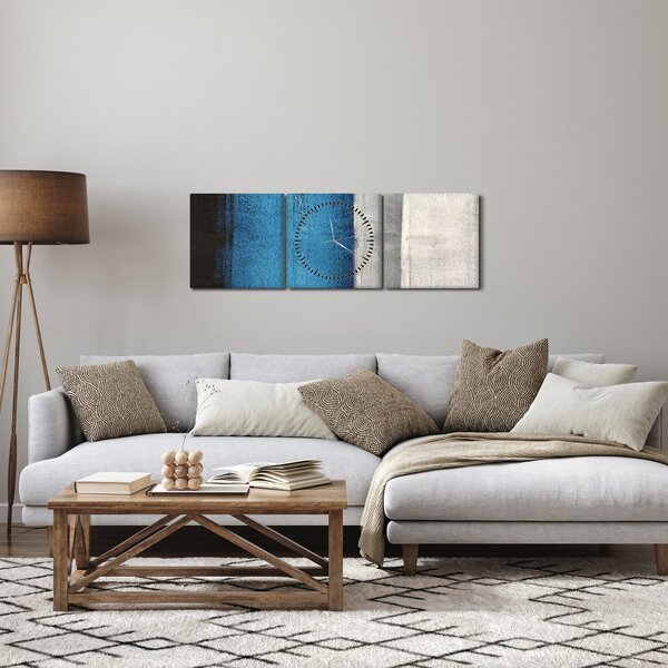 Obraz - Abstrakcja (z zegarem) (90x30 cm)