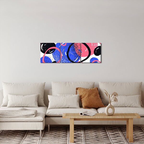 Obraz - Motyw z kółkami w żywych kolorach (z zegarem) (90x30 cm)