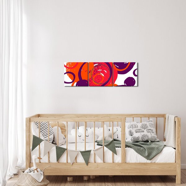 Obraz - Motyw z kółkami w ciepłych kolorach (z zegarem) (90x30 cm)
