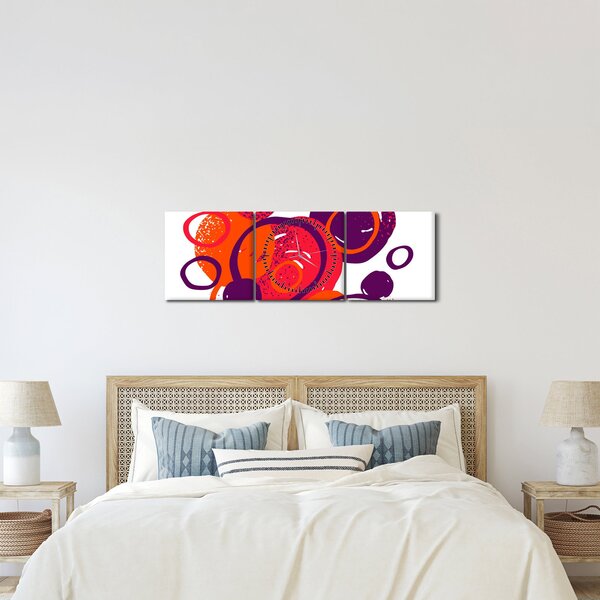 Obraz - Motyw z kółkami w ciepłych kolorach (z zegarem) (90x30 cm)