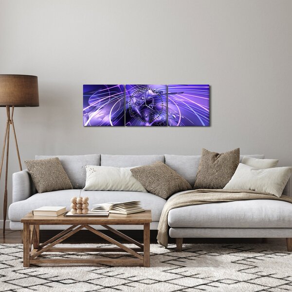 Obraz abstrakcji technicznej (z zegarem) (90x30 cm)