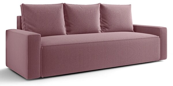 Różowa sofa rozkładana z pojemnikiem L2-P16