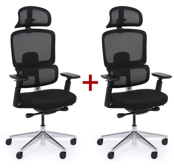 Krzesło biurowe WILMOT MF 1+1 GRATIS, czarna rama, czarna