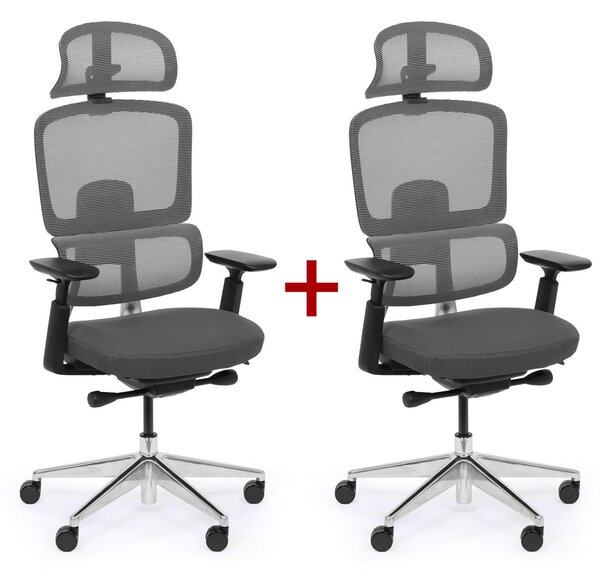 Krzesło biurowe WILMOT MF 1+1 GRATIS, czarna rama, szara