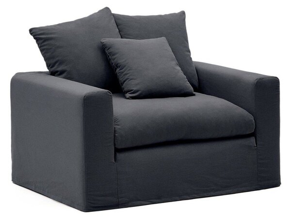 Antracytowy lniany fotel Nora – Kave Home