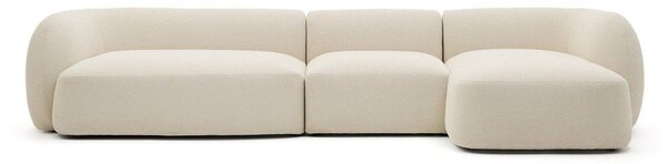 Kremowy narożnik z tkaniny szenilowej (prawostronny/z szezlongiem) Martina – Kave Home