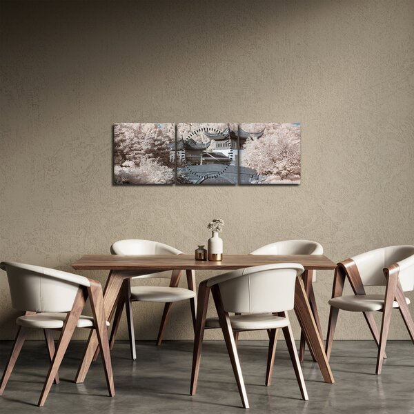 Obraz - Kwitnące drzewa w Azji (z zegarem) (90x30 cm)