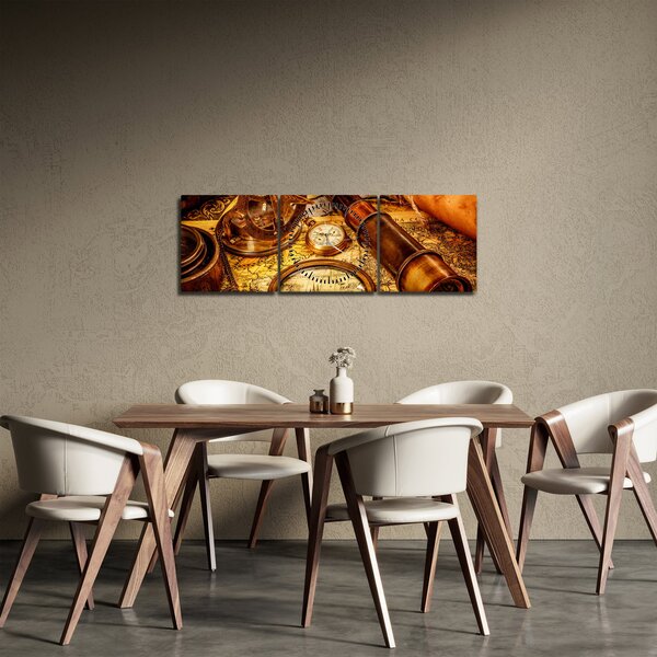 Obraz - Historyczne narzędzia marynarzy (z zegarem) (90x30 cm)