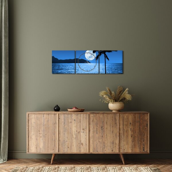 Obraz - Księżyc nad poziomem morza (z zegarem) (90x30 cm)