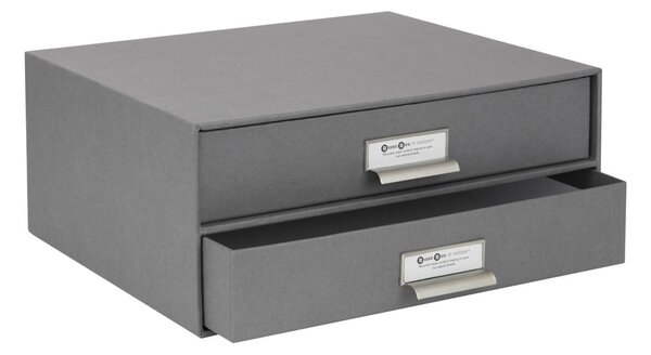 Szary 2-piętrowy pojemnik z szufladami na dokumenty Bigso Box of Sweden Birger, 33x22,5 cm