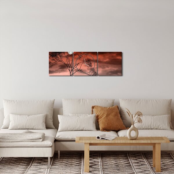 Obraz - Księżyc oświetlający noc (z zegarem) (90x30 cm)