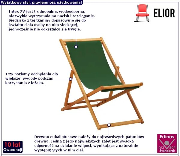 Regulowany leżak w kolorze zielonym N5-P89