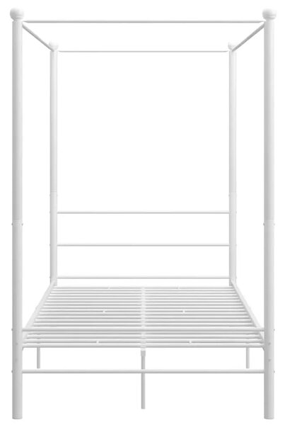 Białe podwójne łóżko z baldachimem 140x200 cm H7-R21