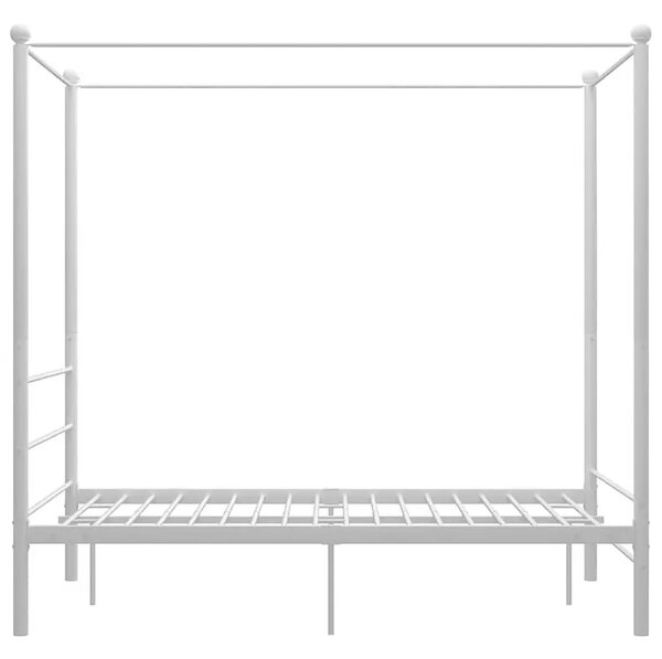 Białe podwójne łóżko z baldachimem 140x200 cm H7-R21