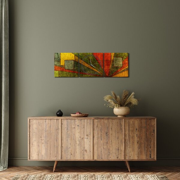 Obraz abstrakcji geometrycznej (z zegarem) (90x30 cm)