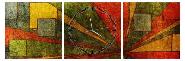 Obraz abstrakcji geometrycznej (z zegarem) (90x30 cm)
