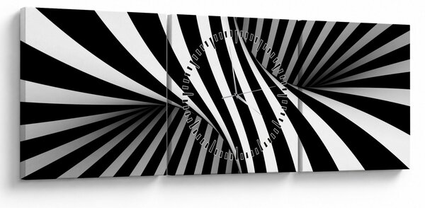 Abstrakcyjny obraz z paskami zebry (z zegarem) (90x30 cm)
