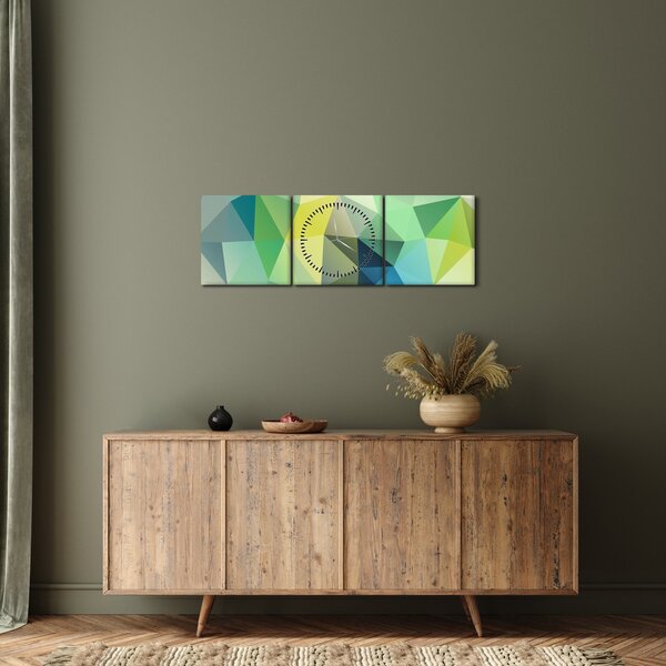 Obraz abstrakcji geometrycznej (z zegarem) (90x30 cm)
