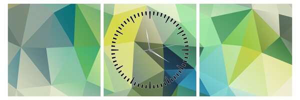 Obraz abstrakcji geometrycznej (z zegarem) (90x30 cm)