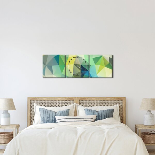 Obraz abstrakcji geometrycznej (z zegarem) (90x30 cm)