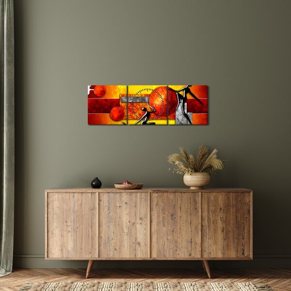 Obraz - Malarstwo ludzkości (z zegarem) (90x30 cm)