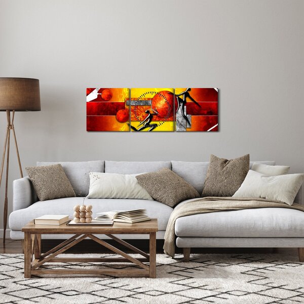 Obraz - Malarstwo ludzkości (z zegarem) (90x30 cm)