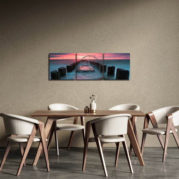 Obraz - Skały w morzu (z zegarem) (90x30 cm)
