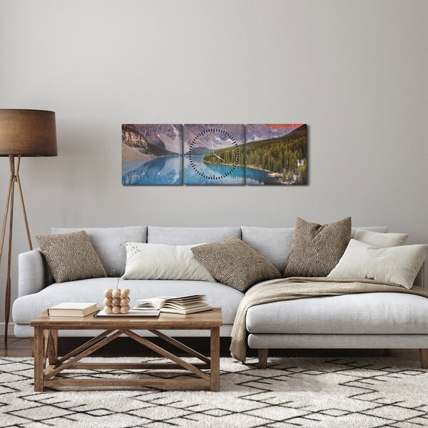 Obraz - Górski krajobraz Kanady (z zegarem) (90x30 cm)