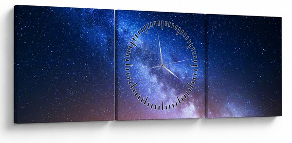 Obraz - Nocne piękno gwiazd (z zegarem) (90x30 cm)