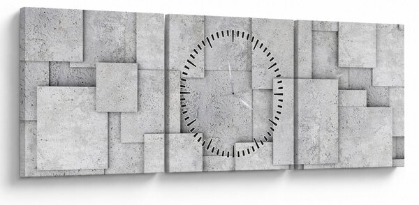 Obraz - Abstrakcja płytek betonowych (z zegarem) (90x30 cm)
