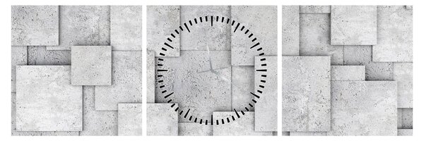 Obraz - Abstrakcja płytek betonowych (z zegarem) (90x30 cm)
